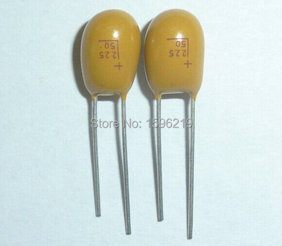 Condensador de tantalio 2,2 uF, 50V, 225 nuevo, 50V2.2uF, DIP Radial, 20 Uds.