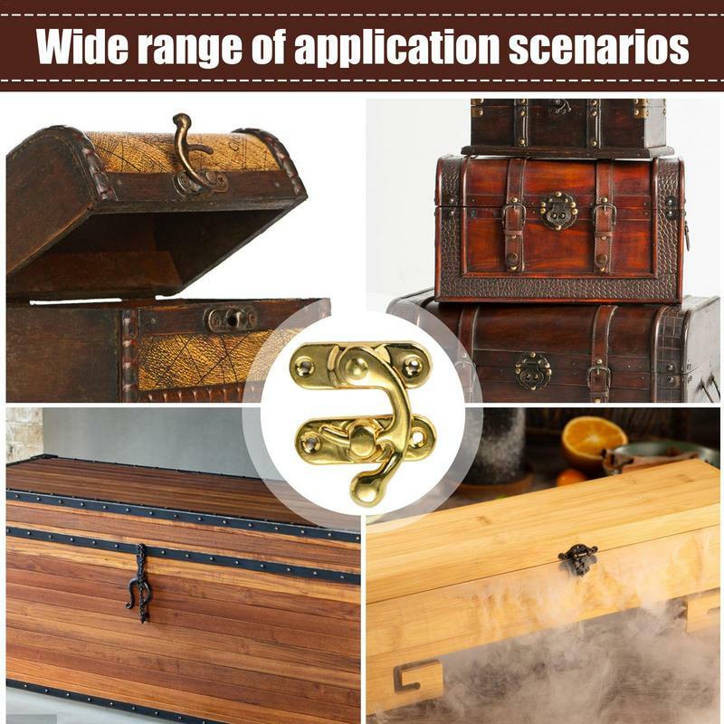 Wood Jewelry Box Hook Clasp 2pcs Brass Retro Clasp Latch For Antique Box Vintage Style Left And Right Hook Latch For Jewelry Box