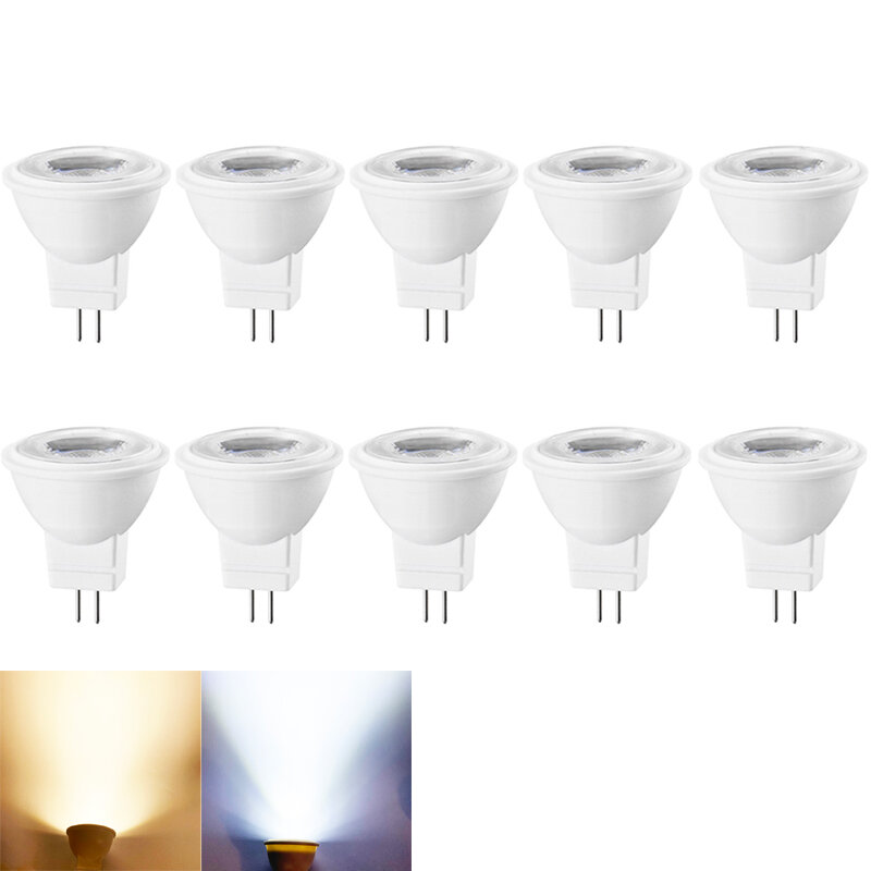 Lampu sorot LED MR11 bisa redup, 10X bohlam LED 9W lampu bohlam LED dingin dan putih hemat energi AC/DC12V-24V AC220V-240V