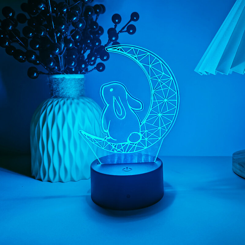 Custom Personalized 3d Night Light Cute Rabbit Acrylic LED Night Light For Baby's Bedroom