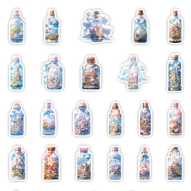 INS Style Bottle World Cartoon Aesthetic Stickers, Cute Girl Decal, Laptop Scrapbook, Decoração Divertida, Gradiente Adesivo, 10 Pcs, 30 Pcs, 50Pcs