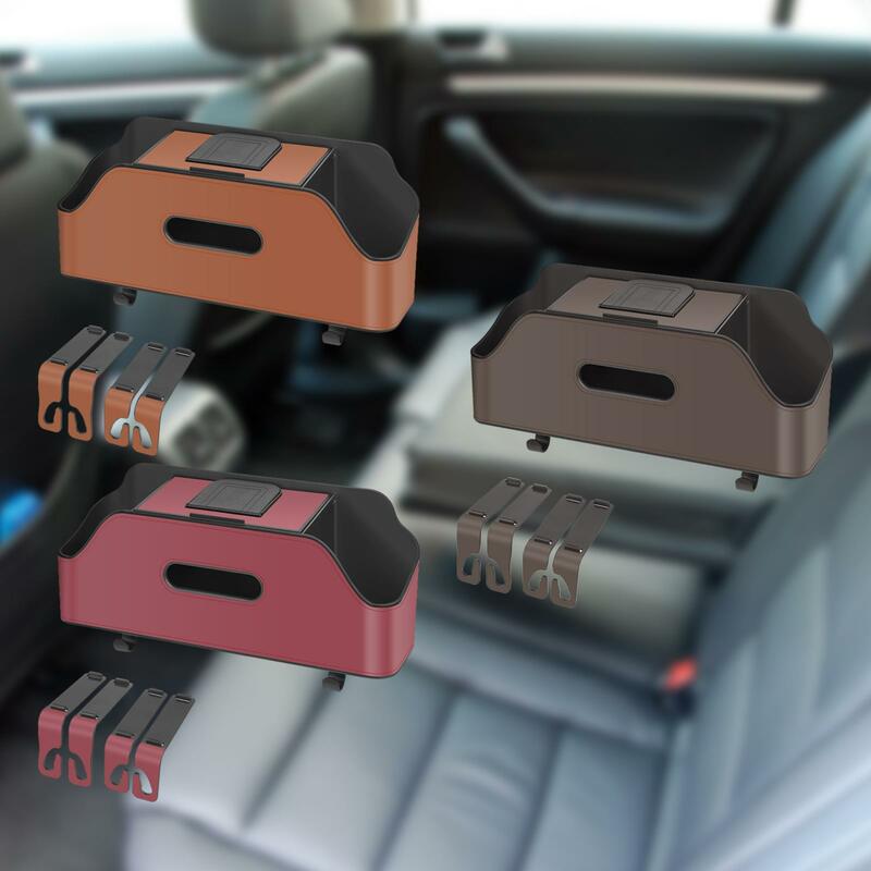 Organizer na siedzenie samochodowe pudełko na chusteczki akcesoria podróżne zapewniają porządek podczas przechowywania skóry PU, łatwy montaż, odpinany uchwyt na 2 kubki