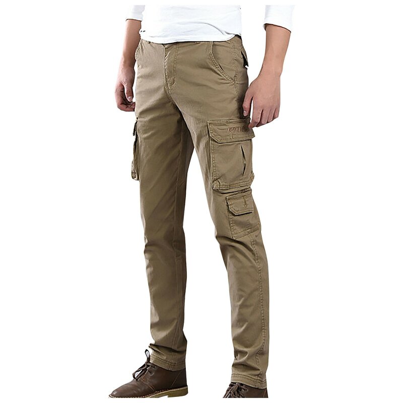 Spodnie Slim męskie wędrówki kilka kieszeni spodnie sportowe na świeżym powietrzu proste solidne spodnie Cargo modne kombinezony pantalony ze sznurkiem 2024
