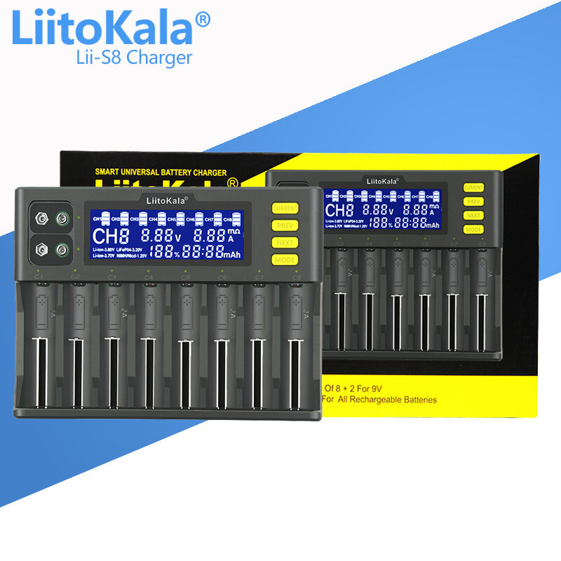 Liitokala Lii-500 Lii-600 Lii-S8 Lii-PD4 Lii-PD2液晶3.7v/1.2v 18650/26650/16340/14500/18500バッテリー充電器画面