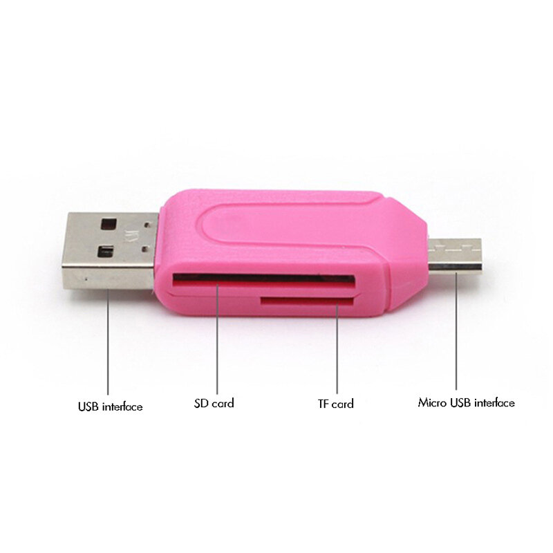 Lecteur de carte mémoire USB 2 en 1, 1 pièce, adaptateur Micro USB OTG vers USB, SD/TF, document aléatoire