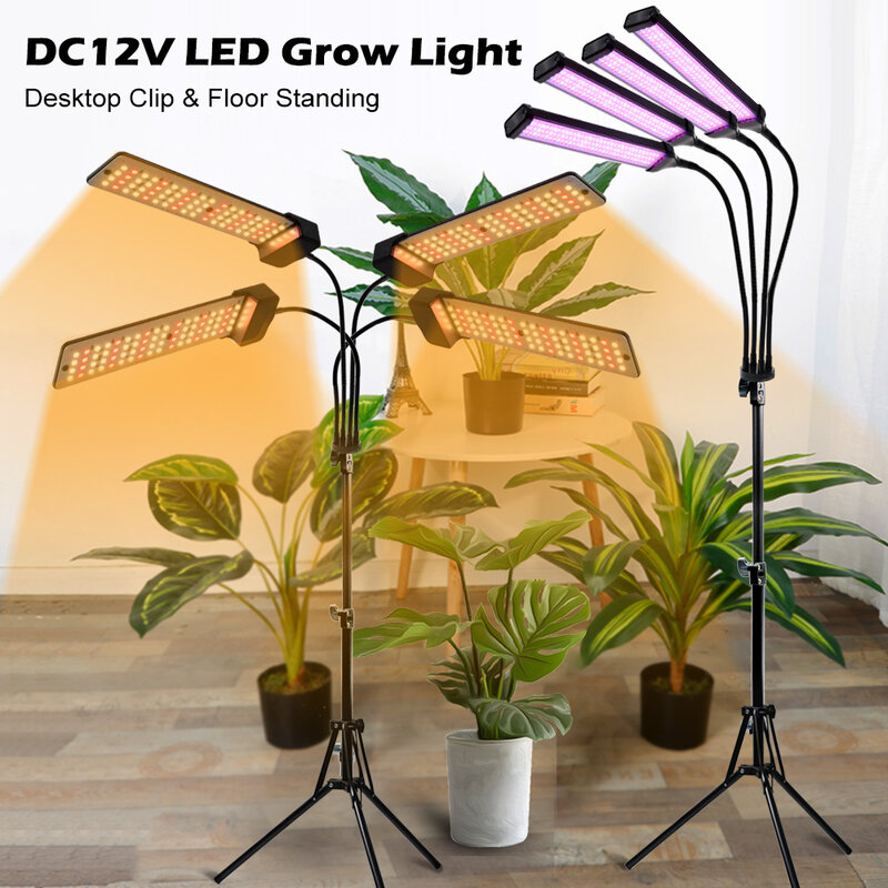 Grow LED เต็มสเปกตรัม12V Phytolamp หรี่แสงได้หลอดไฟสำหรับเรือนกระจกเต็นท์ Plant 20W 40W 60W 80W พร้อมคลิป/ขาตั้งกล้อง