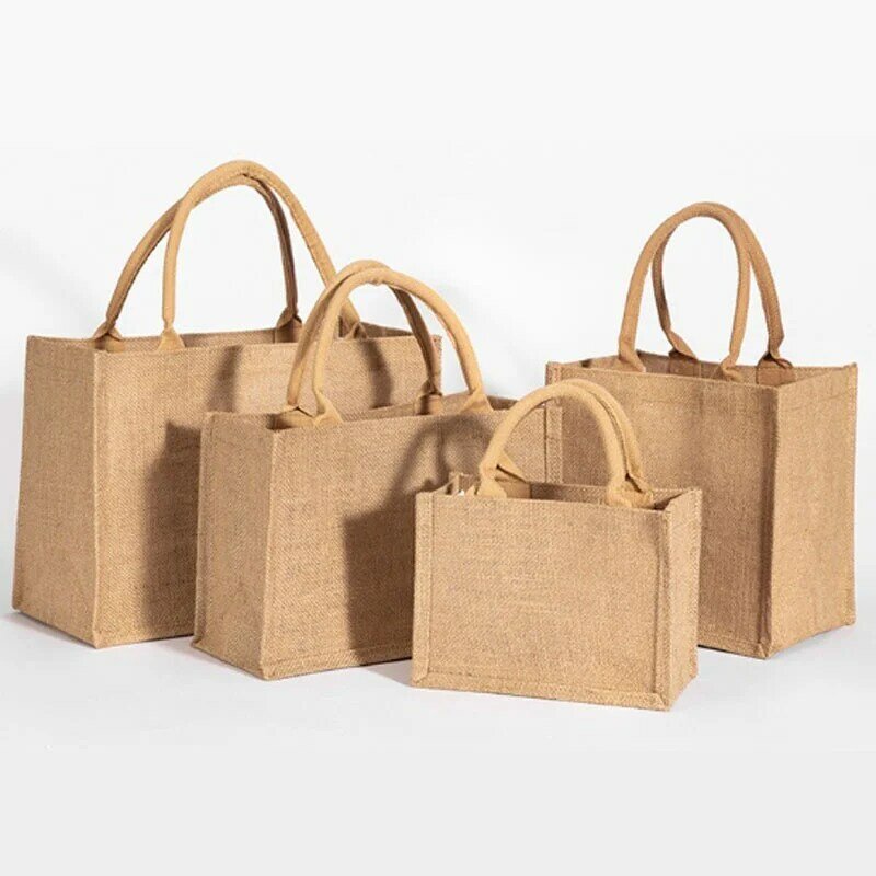 ISKYBOB-حقيبة كتانية عتيقة للنساء ، محافظ للمتسوقين ، حقائب يدوية بتصميم ريترو ، محمولة صديقة للبيئة ، مقابض علوية ، أحجام متعددة ، حقيبة هدايا ، 2023