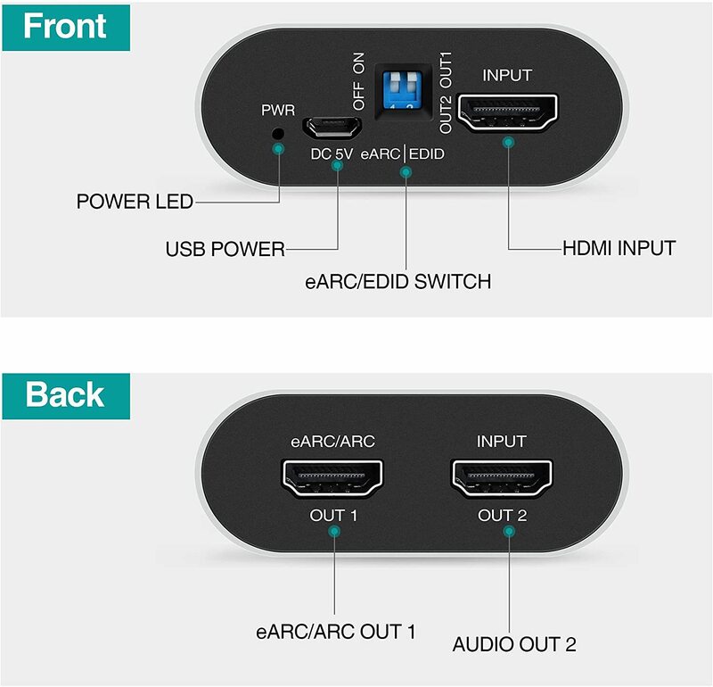 HD eARC ekstraktor Audio 4K/60Hz 18 gb/s splitter Adapter HD ekstraktor Audio eARC loop dla wzmacniacza głośnik Soundbar HDTV