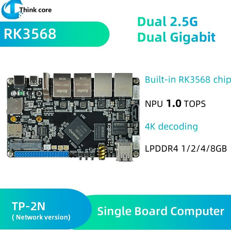 2.5G TP-2N RK3568 DDR4 4GB RAM Support Linux Android Open Source Développement ComPiedmont à carte unique Compatible avec Raspberry Pi
