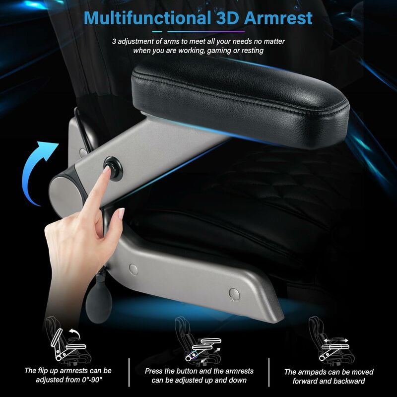 Große und große 500lbs Bürostuhl-verstellbare Lordos stütze 3D-Flip-Arme Hochleistungs-Metall basis & Räder