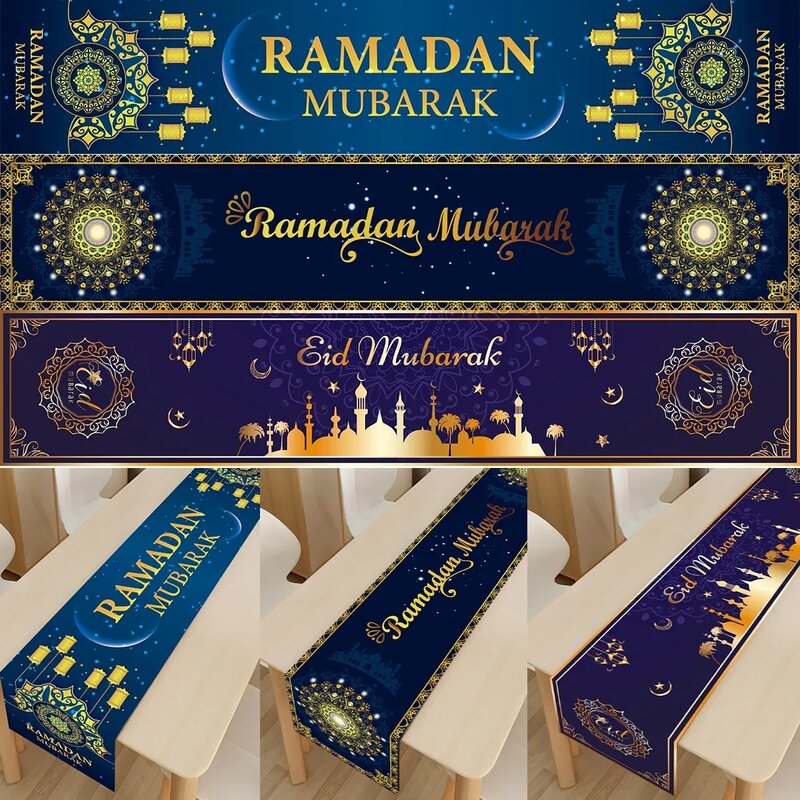Eid Mubarak Toalha de Mesa para Casa, Decoração Ramadã, Material para Festa Islâmica Muçulmana, Eid Al Adha Kareem, 2024