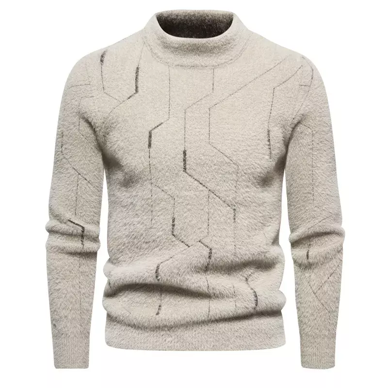 Men's Autumn and Winter New Imitation Mink Sweater  Matching Fashion Knit Sweater Man Clothes