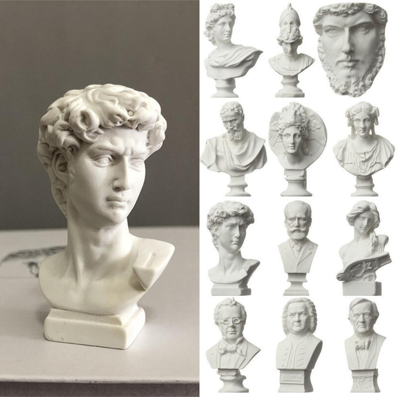 Estatua de David de resina, Mini cabeza, arte de decoración, mitología nórdica, música, figura de artista, estatua, escultura de Arte moderno europeo