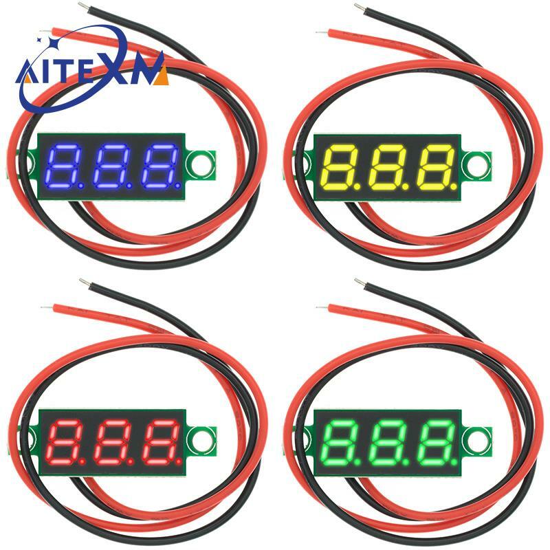 Mini voltímetro Digital de 0,28 pulgadas, medidor de voltaje de 2,5 V-40V, pantalla LED roja/azul/amarilla/verde, accesorios de piezas electrónicas