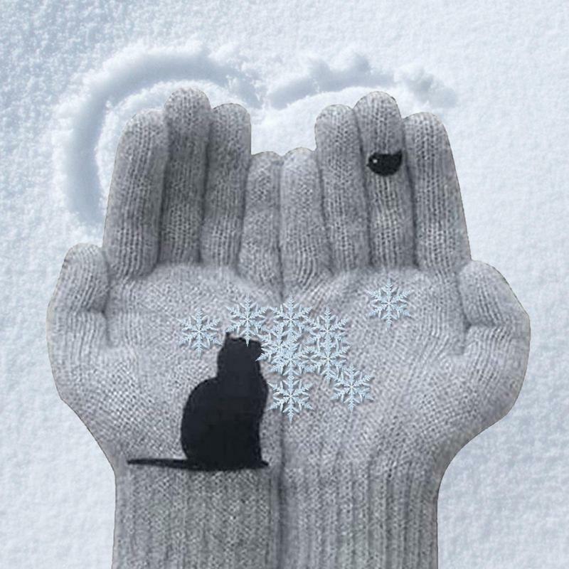 Gants en coton pour Fan de chat, pour voir les oiseaux, pour femme et homme, épais, thermique, pour temps froid