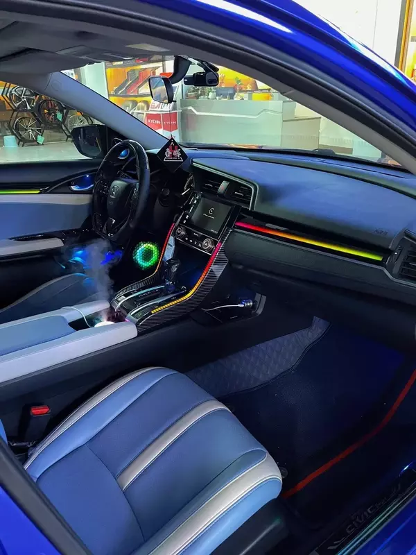 Luz Ambiental 64 LED de colores para Honda Civic 10, 2016-2021, botón de lámpara de ambiente dinámico + Control por aplicación