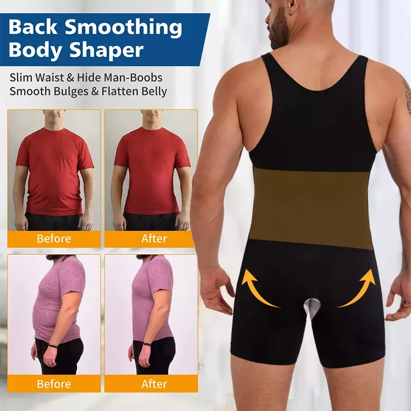 Full Body Shaper Mens Sleeveless Underwear Compression Seamless Bodysuit Shapewear Tummy Control Faja Para Hombres slimming vest