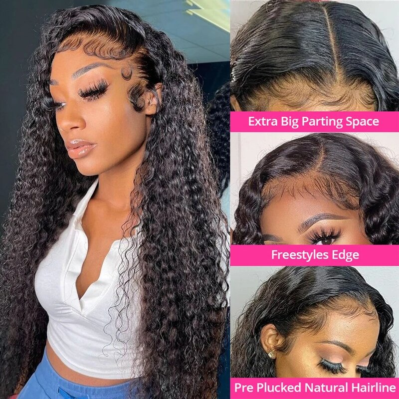 30 32 Inch Deep Wave Frontal Wig 13x6 Lace Front Human Hair Wigs For Women Brazilian Pre Plucked 13x4 Water Wave Lace Front Wig
