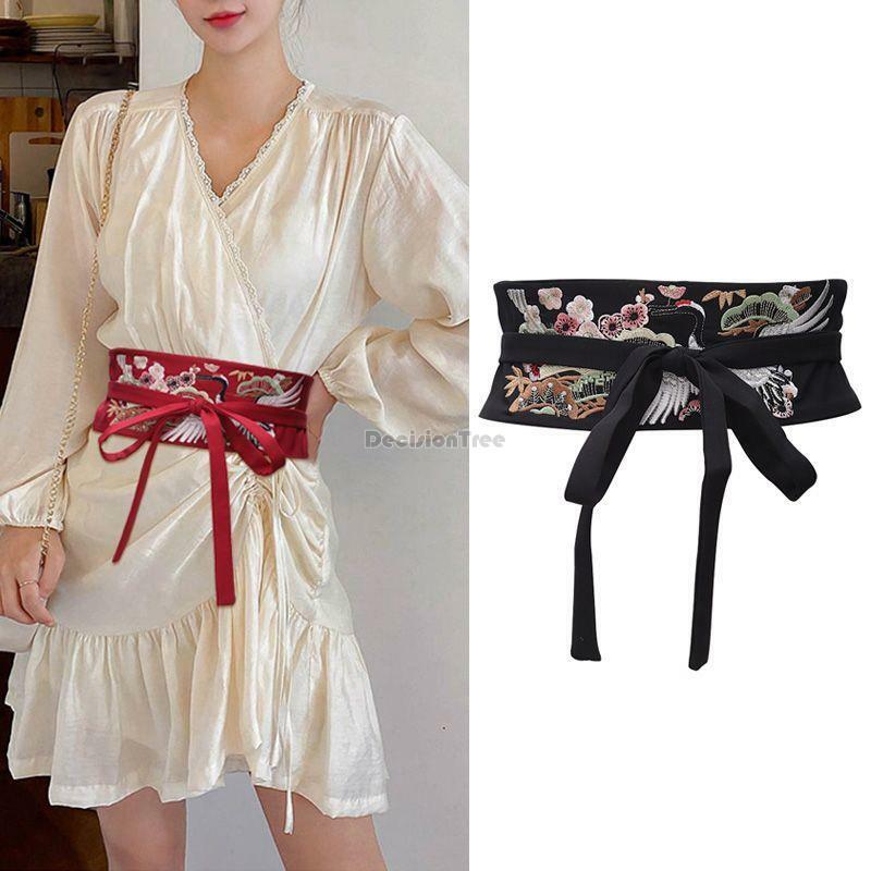 Envoltório de cintura feminina, acessório estilo antigo, bordado, saia hanfu, estilo chinês, retrô, acessórios de cinto de vestido, 2023, 2023