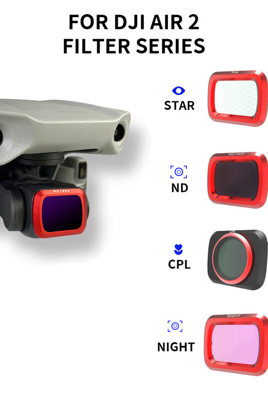 DJI Air 2 Filtro CPL Polarizador ND Dimmer, Acessório Lens Set