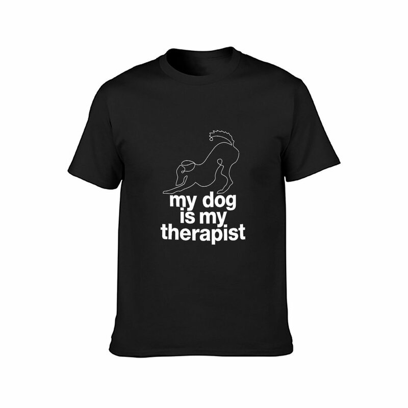 Мужская хлопковая футболка с надписью «My dog is my therap»