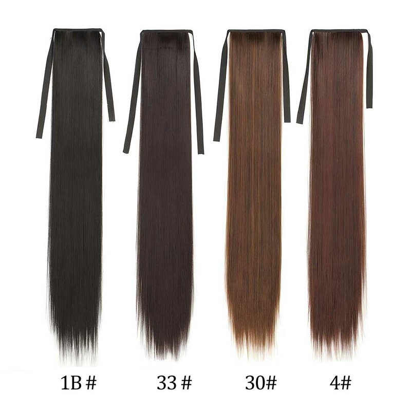 Włókno syntetyczne 55-85cm proste włosy z przedłużeniem w kucyk sztuczne peruki koński ogon peruki