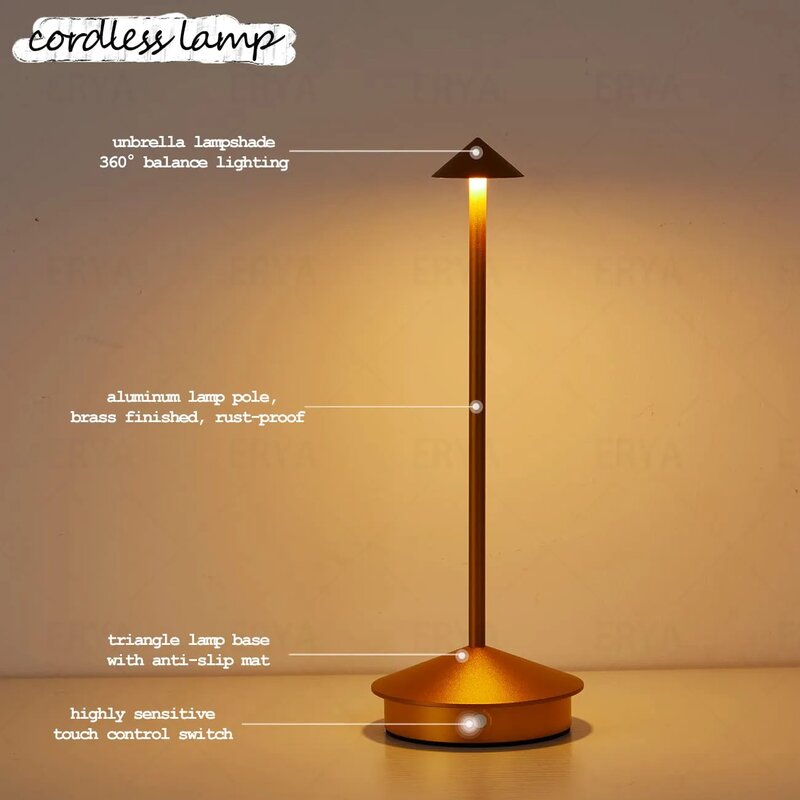 Type-C Rechargeable Table Lamp Creative Dining Touch Led Hotel Bar Coffee Pina pro Table Lamp Lampada Da Tavolo Decorative Lamp