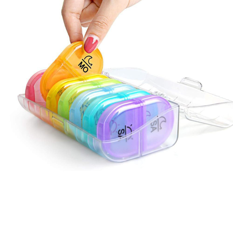 7 dias por semana 14 grade rainbow pílula caixa de classificação caixa de plástico portátil compartimento pílula caixa