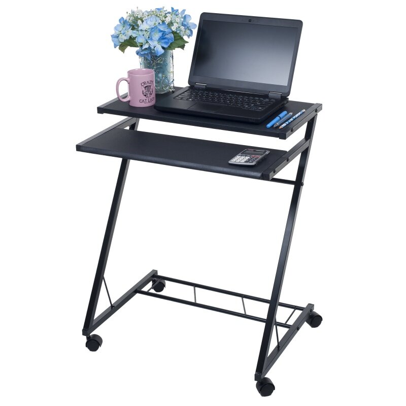 Verschwenderi scher tragbarer Schreibtisch rollender Laptop wagen mit Rollen, schwarz