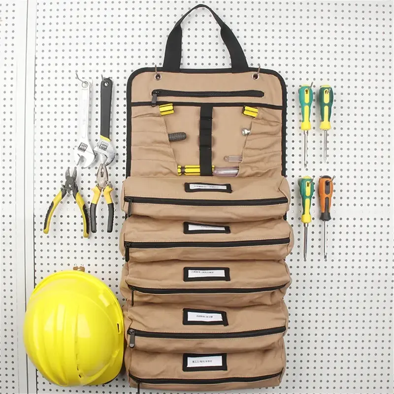 حقيبة أدوات قابلة للطي مع 5 جيوب للكهربائي ، حقيبة حمل محمولة ، منظم بكرة ، كيس إدراج مفك البراغي