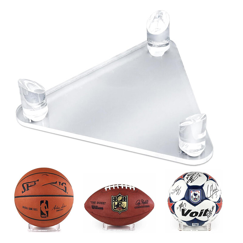 Supporto per palline in acrilico espositore da basket calcio pallavolo calcio Rugby espositore triangolo Rack sport Ball Storage