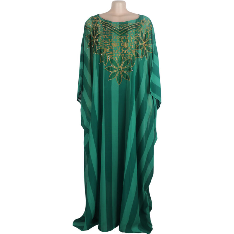 Vestidos africanos de poliéster verde para mulheres, vestidos longos Dashiki, plus size, verão, 2023