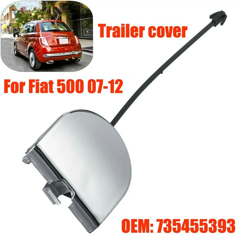 Auto-Staart Bumper Sleephaak Cover Cap Voor-Fiat 500 2007-2012 Achterbumper Slepen Oogbedekking Chroom #735455393 Accessoires Onderdelen