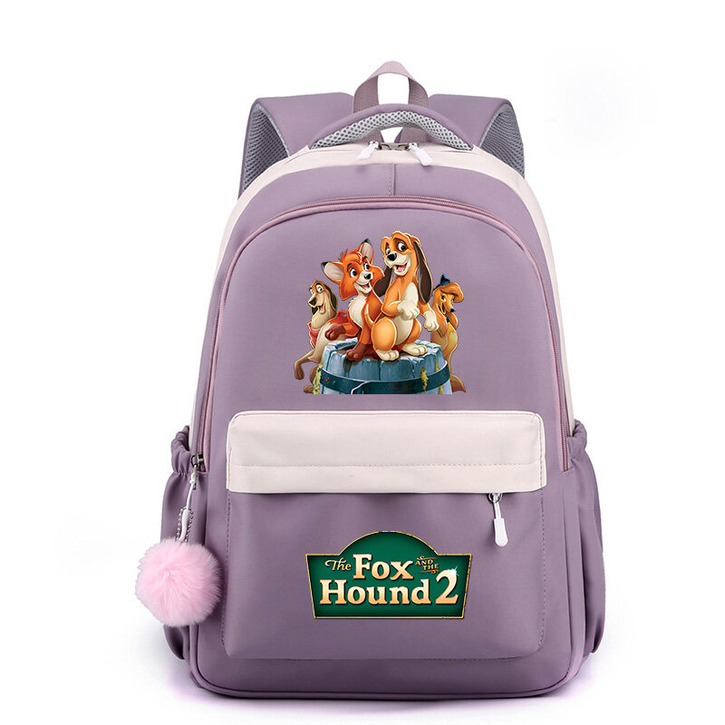 Disney Fox e Hound Mochilas Estudantis, mochila de alta capacidade, mochila de viagem fofa, mochilas populares para crianças e adolescentes, moda