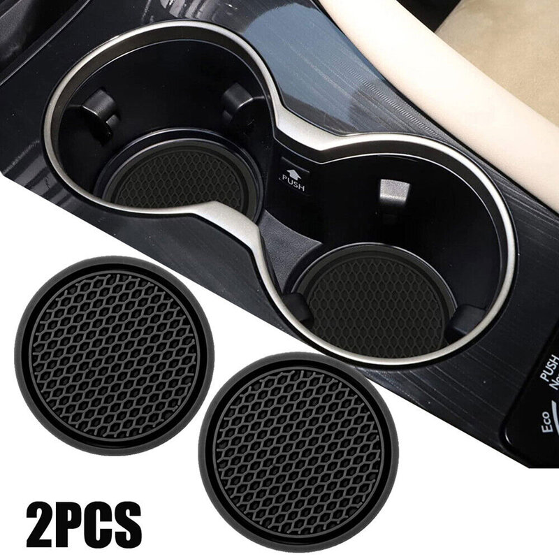 Anti-Slip Car Cup Holder, inserir Coasters, almofadas pretas, acessórios interiores, proteger o slot para copos do carro da poeira, 2pcs