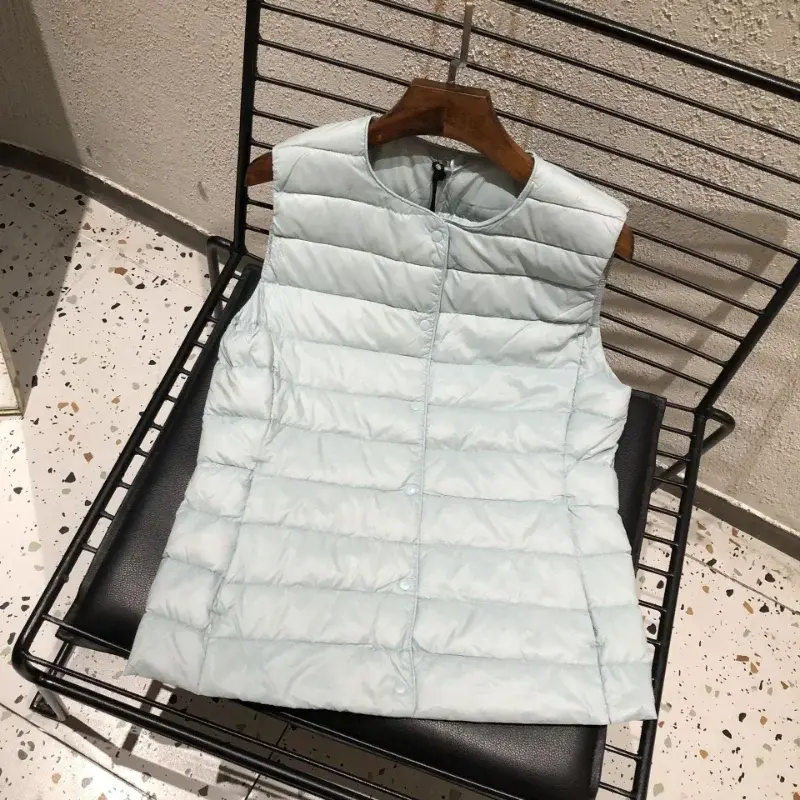 Женская куртка-пуховик без рукавов, легкая утепленная куртка-пуховик на 2023 белом утином пуху, для весны и зимы, 90%