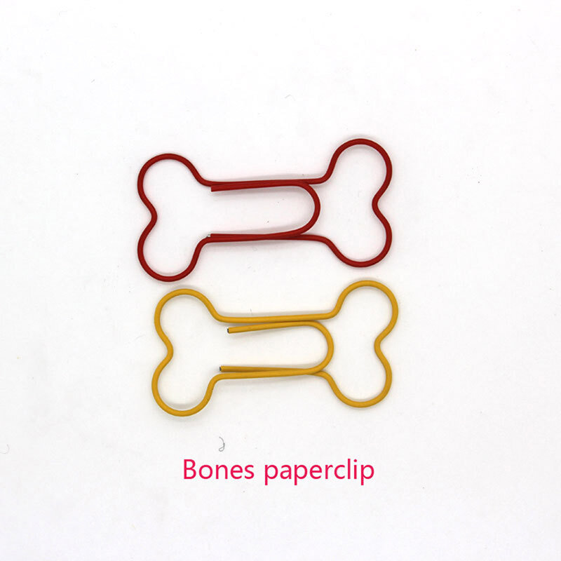 24 buah/lot klip kertas berbentuk tulang anjing lucu lucu klip Binder logam berlubang penanda buku alat tulis Kawaii