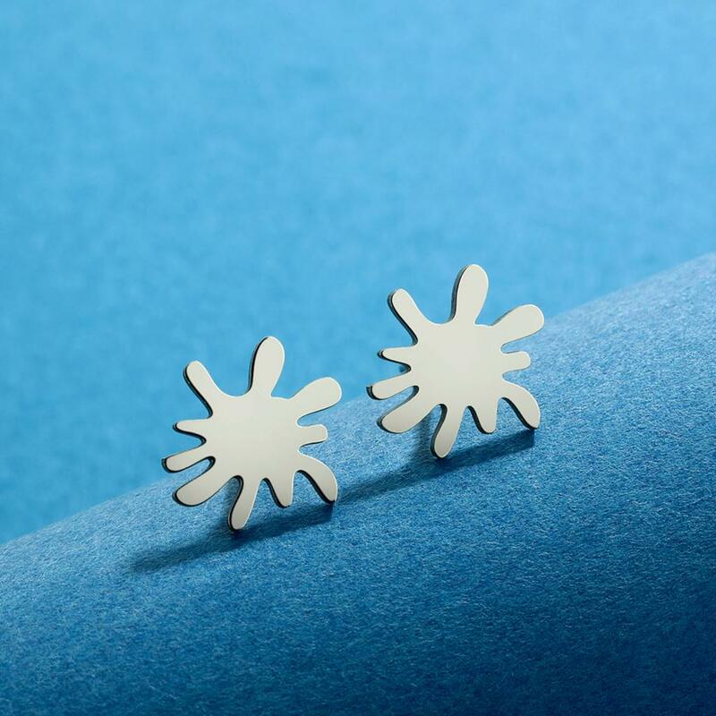 Orecchini a bottone con goccia d'acqua in argento in acciaio inossidabile per le donne gioielli minimalisti orecchini geometrici regalo