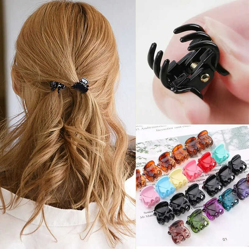 Mini Hair Claw Clips for Women Girls Korean Simple Small Black Transparent Plastic Clips Hairpin Kids Hair Styling Accessories