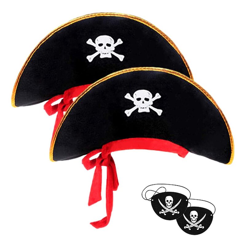 Sombrero pirata para decoración de fiesta de Halloween, brújula negra, sombrero de capitán, accesorios de decoración para fiestas, recuerdos de fiesta de Halloween