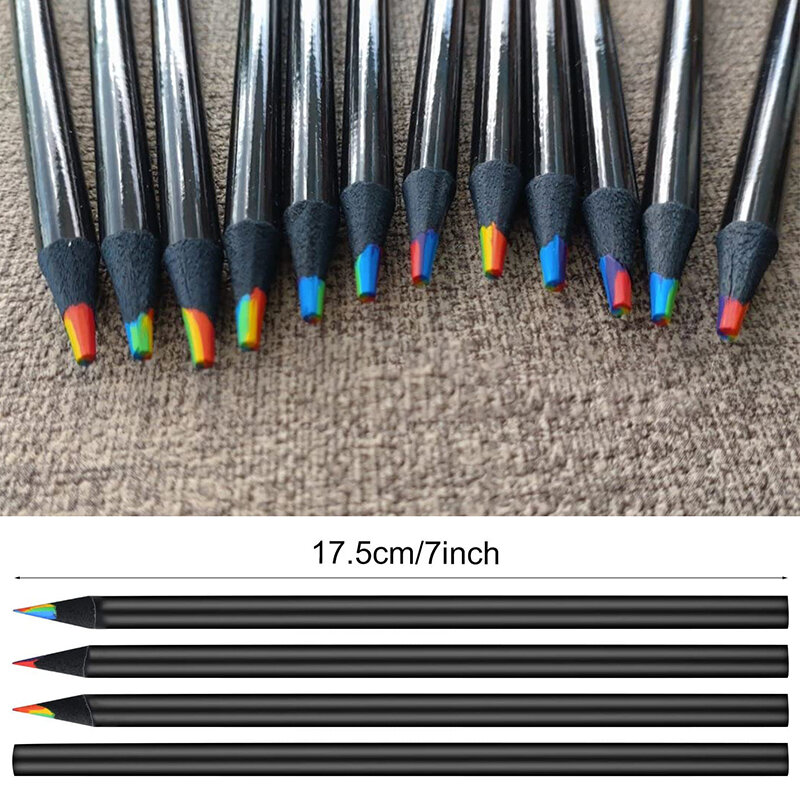 1 buah pensil warna gradien pelangi Jumbo pensil warna warna-warni untuk seni menggambar mewarnai sketsa acak
