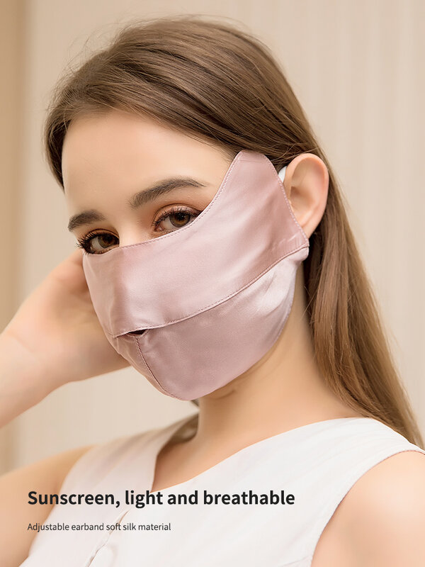 Máscara protectora solar de seda anti ultravioleta para mujer, máscara que cubre toda la cara, artefacto de conducción, máscara de seda de morera