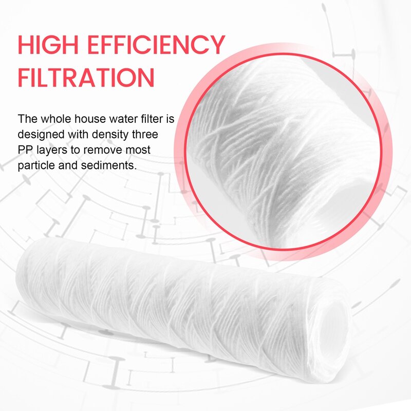 Cartouche filtrante en coton PP pour supporter ficateur d'eau, ficelle de 10 pouces, 5 micromètres, filtre Sedmient, 3 pièces