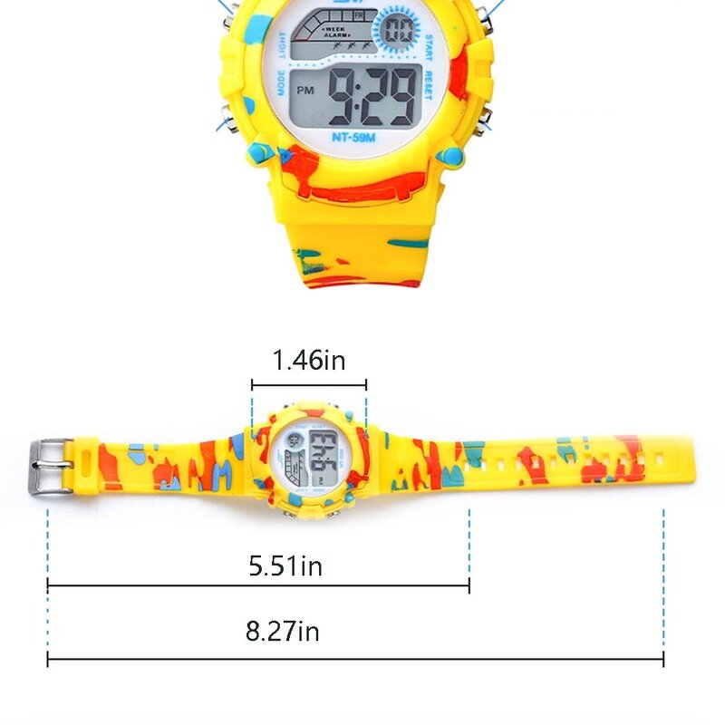 Kolorowe zegarki dla dzieci Flash modne Led zielony świecące zegarki kamuflażowe wodoodporne zegarki cyfrowe dla chłopców