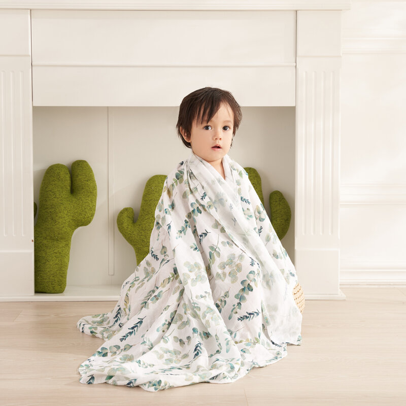 Elinfant-Cobertor De Swaddle De Musselina De Algodão De Bambu Do Bebê, Impressão Bonito, Macio, Envoltório, 120x110cm
