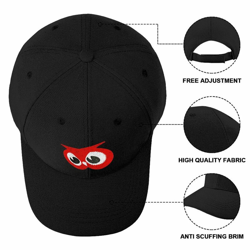 หมวกเบสบอลย้อนยุคใส่ได้ทั้งผู้หญิงและผู้ชายหมวกแก๊ปหมวกแก๊ปใส่ตกปลารูปนกฮูกสีแดงสำหรับร้านขายของชำ