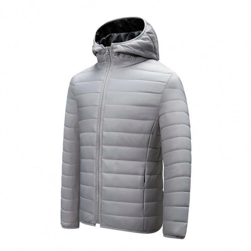 Casaco de algodão com capuz inverno masculino com estofamento espesso, design à prova de vento para resistência ao frio, calor longo