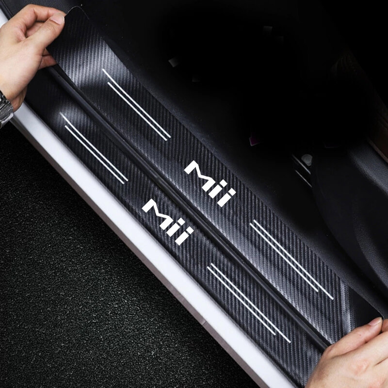 Listwy na drzwi samochodowe z włókna węglowego do siedziska Mii Logo Auto frontowe drzwi prog ochronny tylny bagażnik osłonka na zderzak naklejki