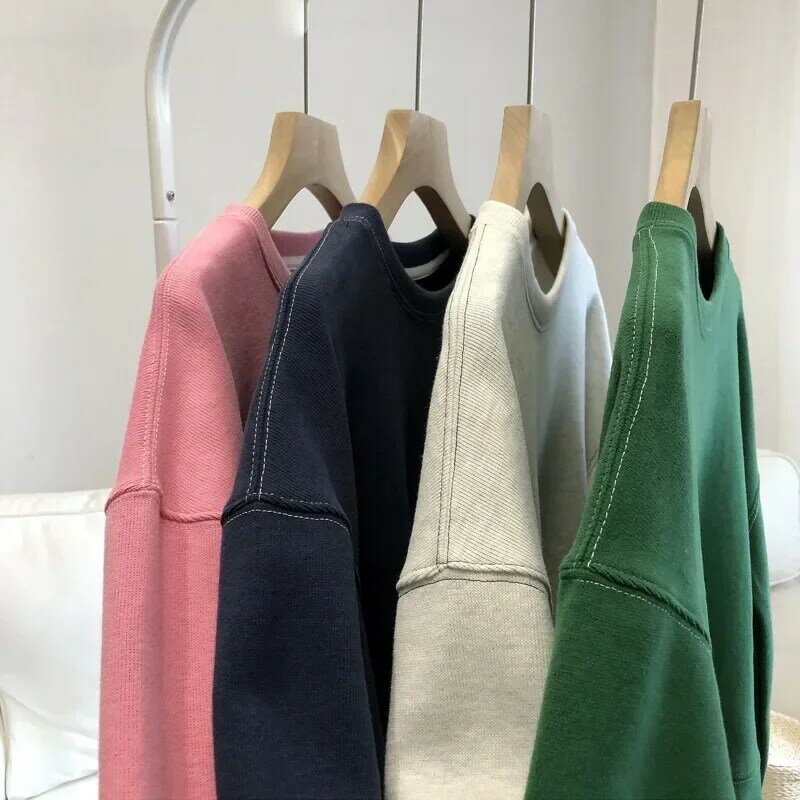 Short round neck sweater women's autumn and winter new warm and loose fitness clothes casual long-sleeved yoga clothes