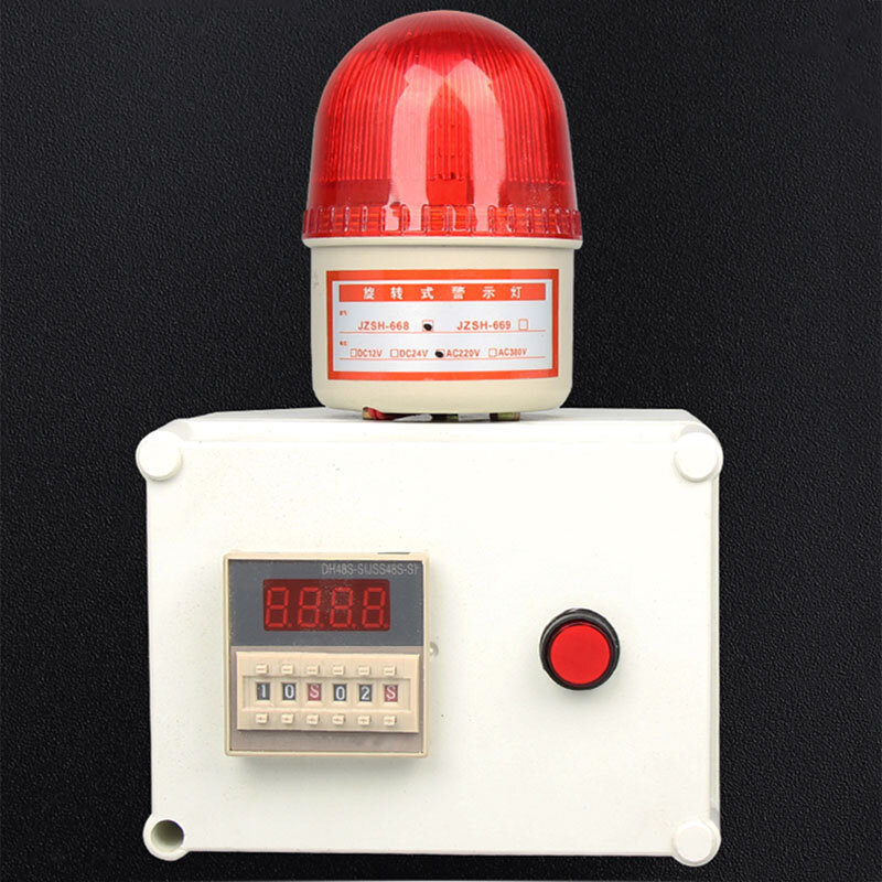 Alarme Chronométrée Audible et Visuelle, 12V/24V/220V, 10W, LED Rouge, Anti-Pluie, Anti-Poussière, 90db/110db, Haut-Parleurs, Segment Unique, Boucle, Retard